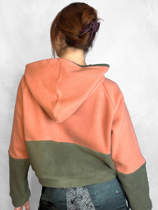 Cosy Cotton Fleece Hoodie Color Block V