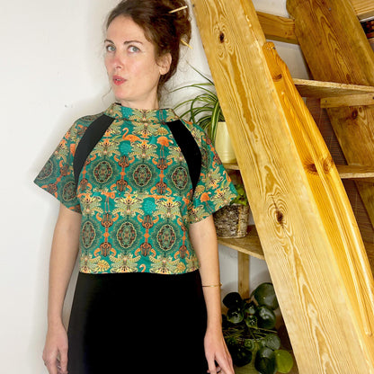 Cropped T-Shirt Flamingo Green Ornament