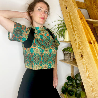 Cropped T-Shirt Flamingo Green Ornament