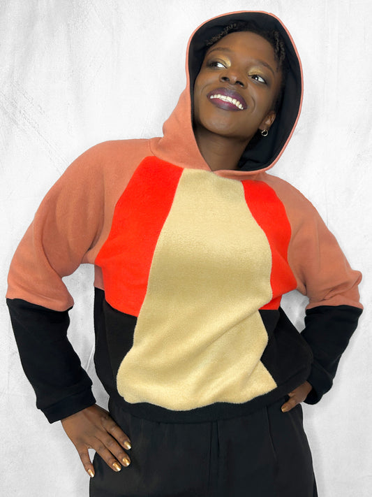 Cozy Cotton Fleece Hoodie Color Block I