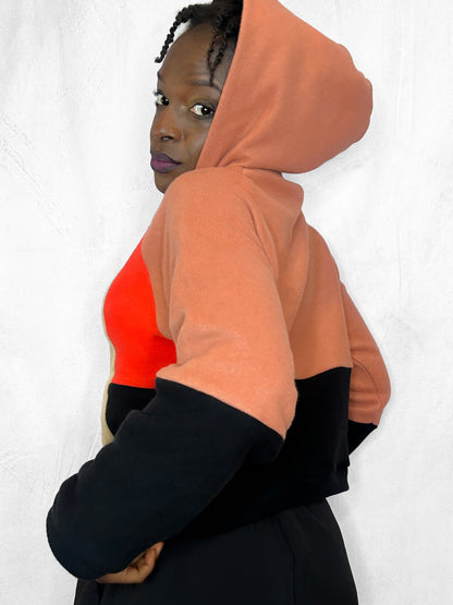 Cosy Cotton Fleece Hoodie Color Block I