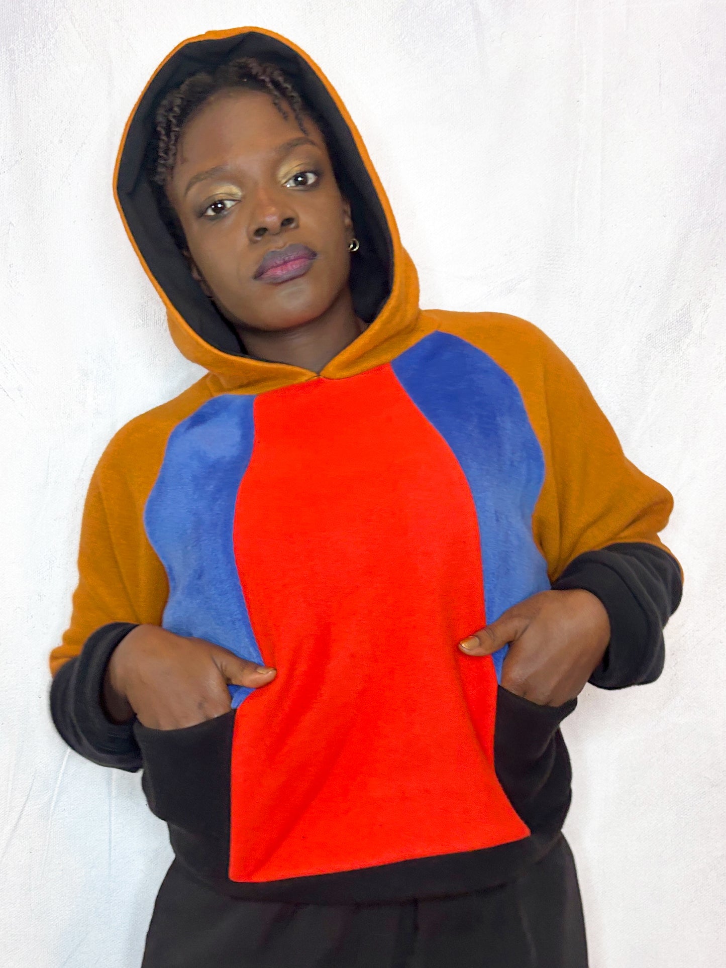 Cosy Cotton Fleece Hoodie Color Block II