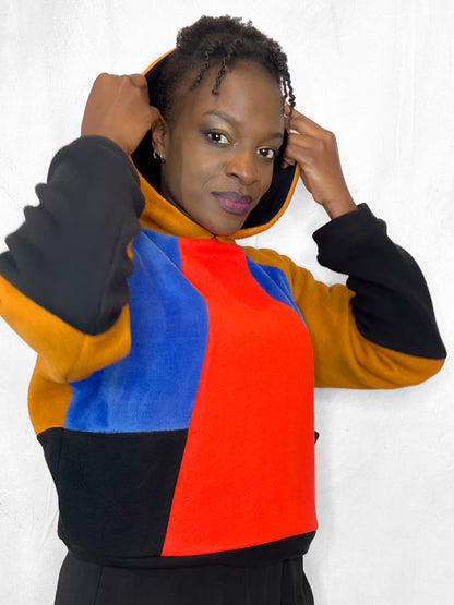 Cosy Cotton Fleece Hoodie Color Block II