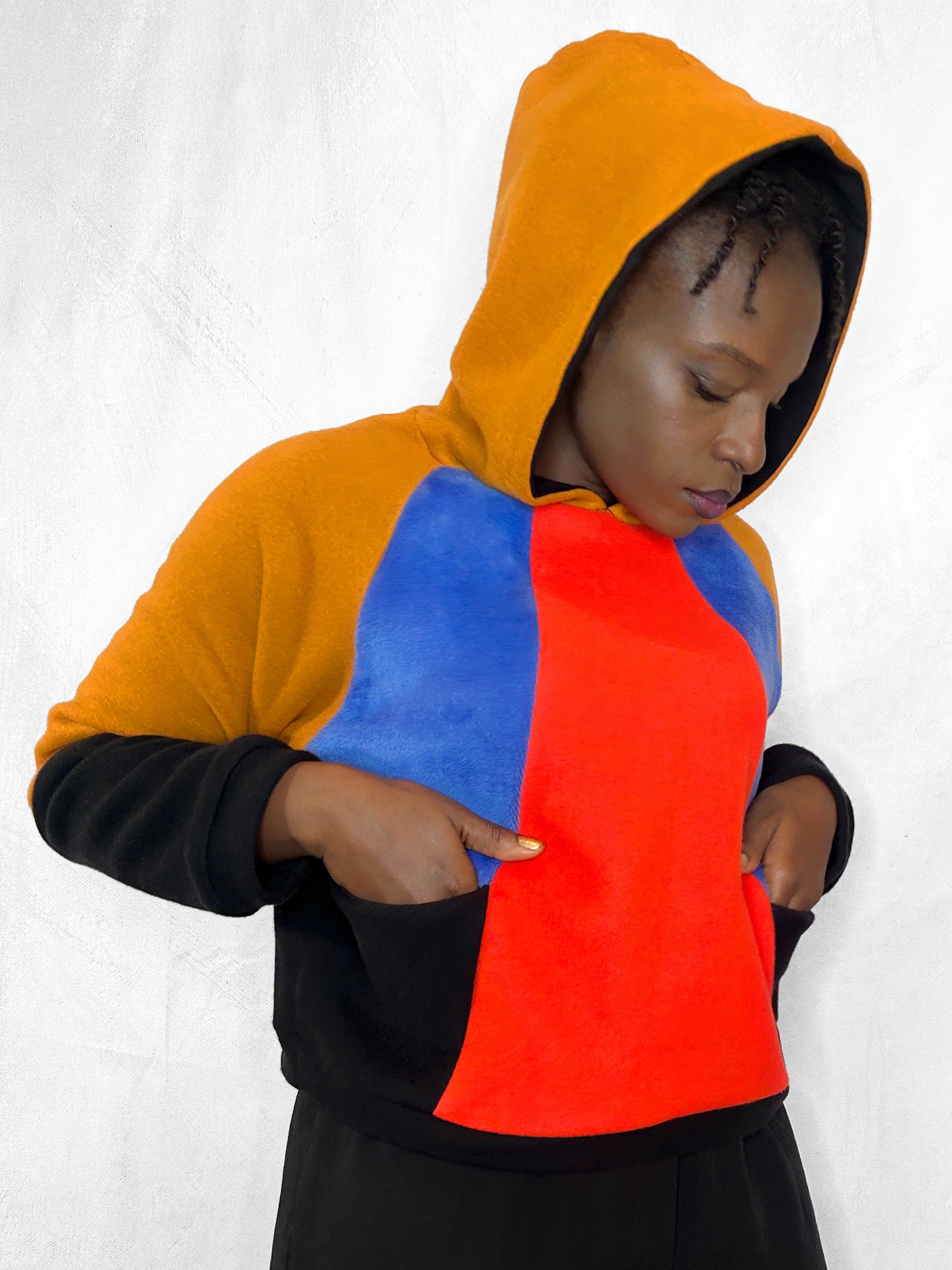 Cosy Cotton Fleece Hoodie Color Block II