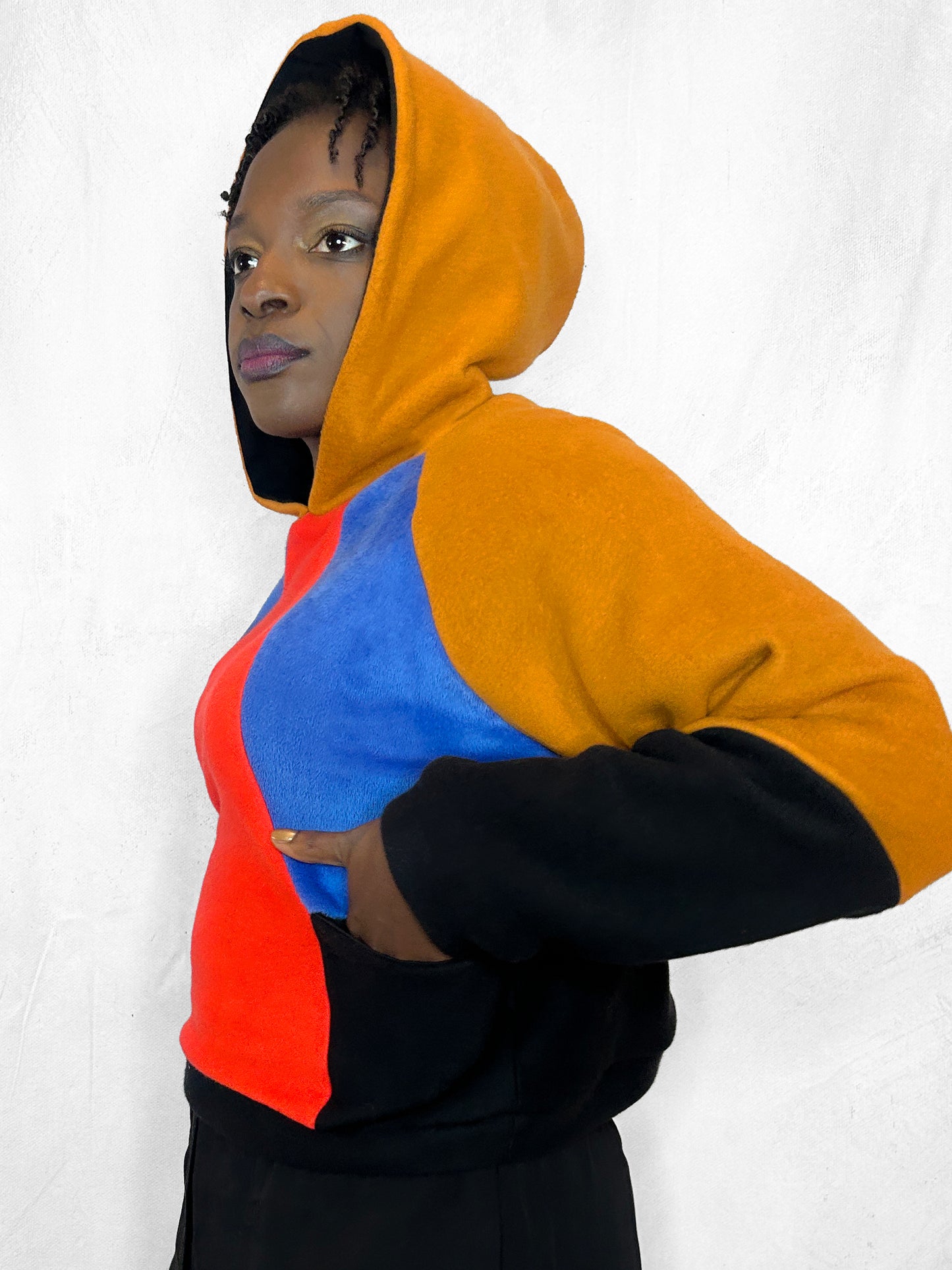 Cosy Cotton Fleece Hoodie Color Block II