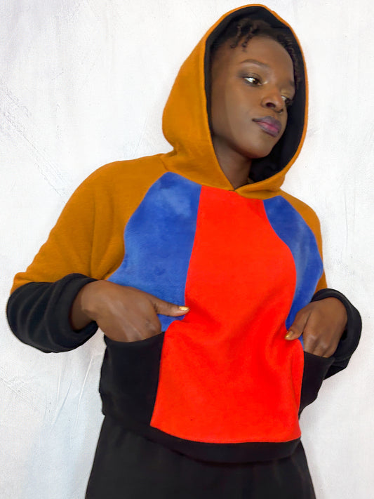 Cosy Cotton Fleece Hoodie Color Block II