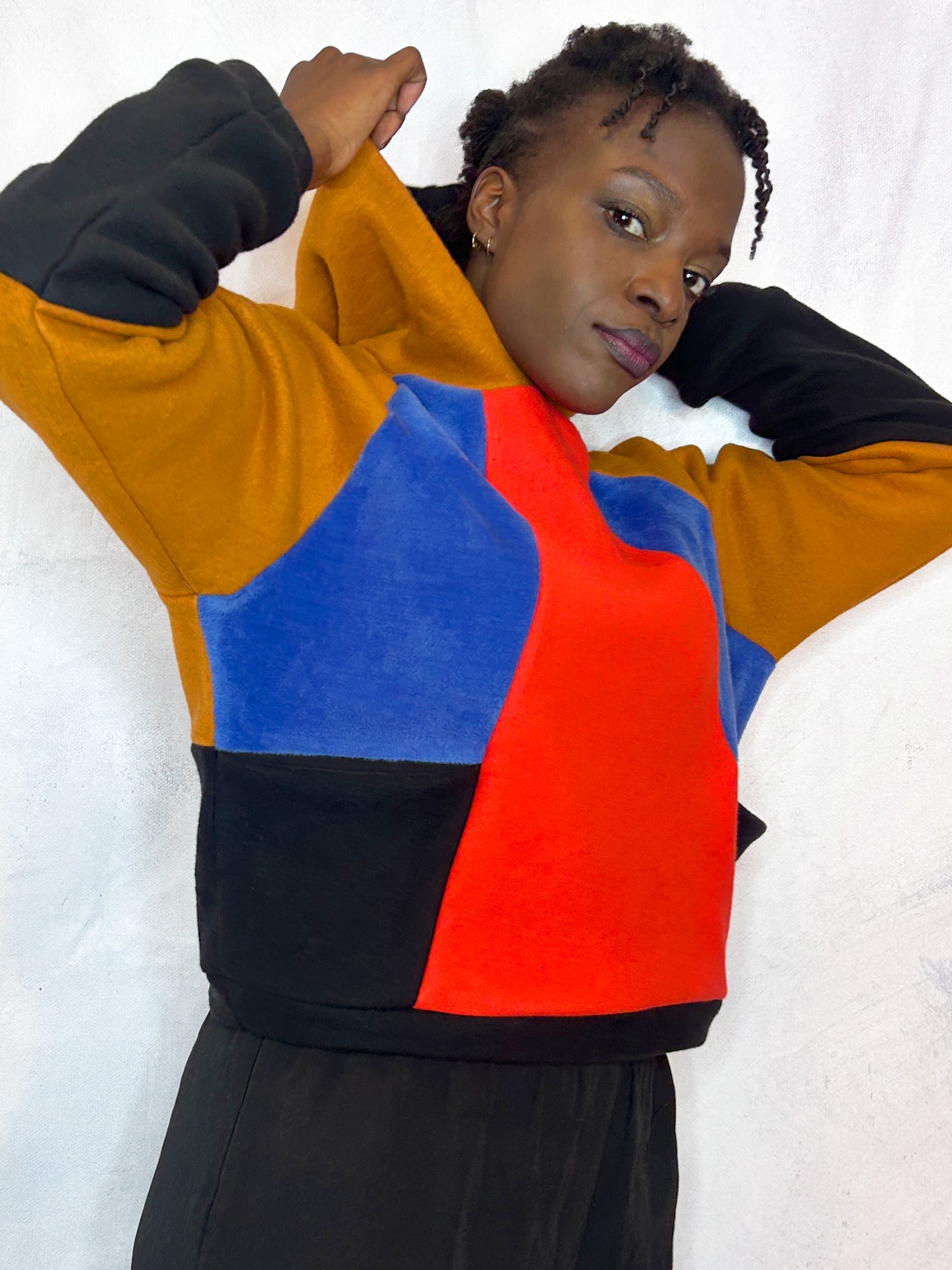 Cosy Cotton Fleece Hoodie Color Block II