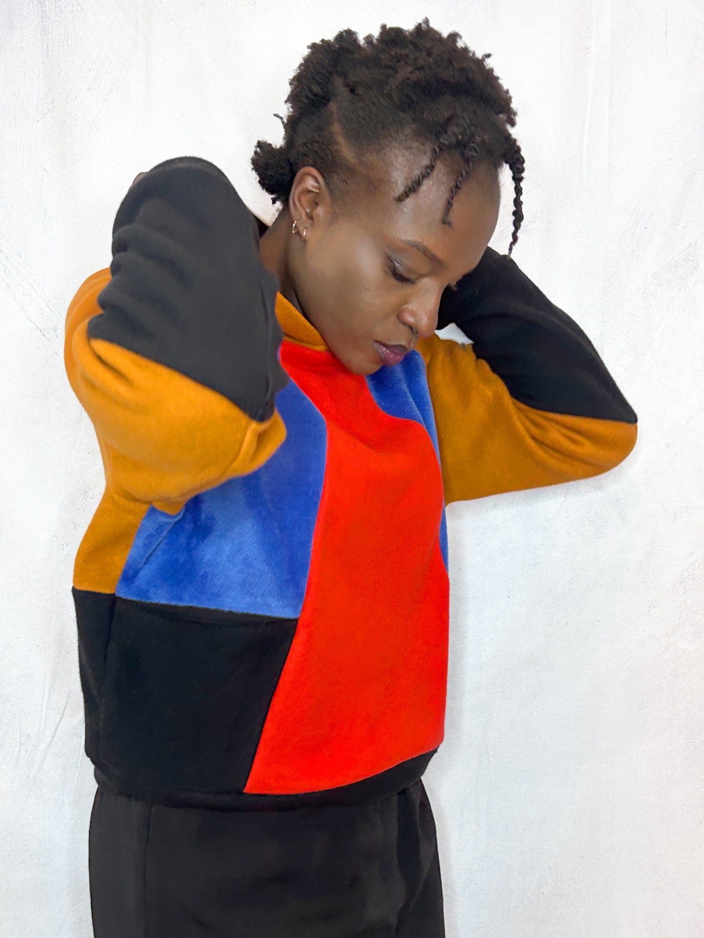 Cosy Cotton Fleece Hoodie Color Block II