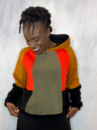 Cosy Cotton Fleece Hoodie Color Block III