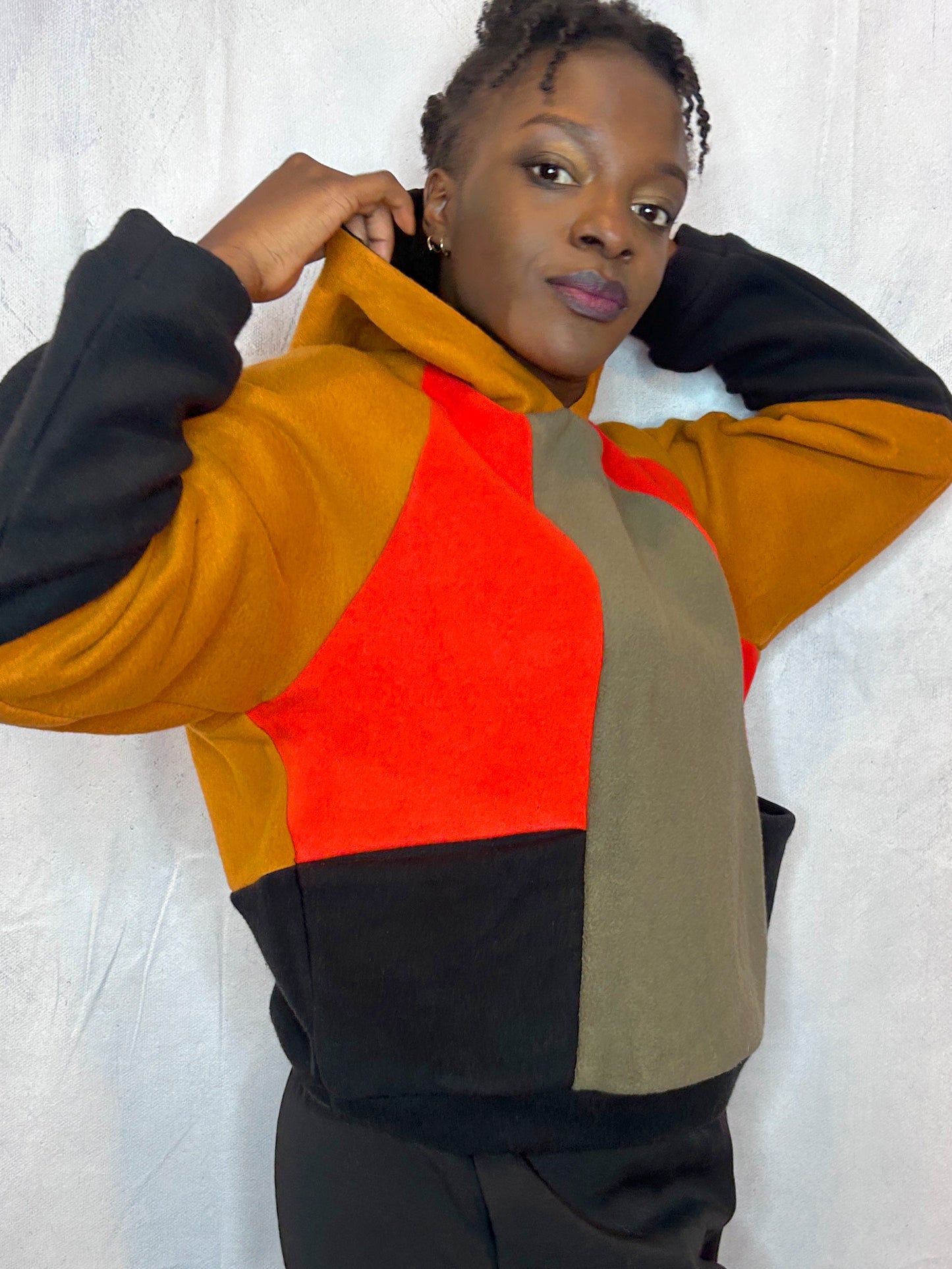 Cosy Cotton Fleece Hoodie Color Block III