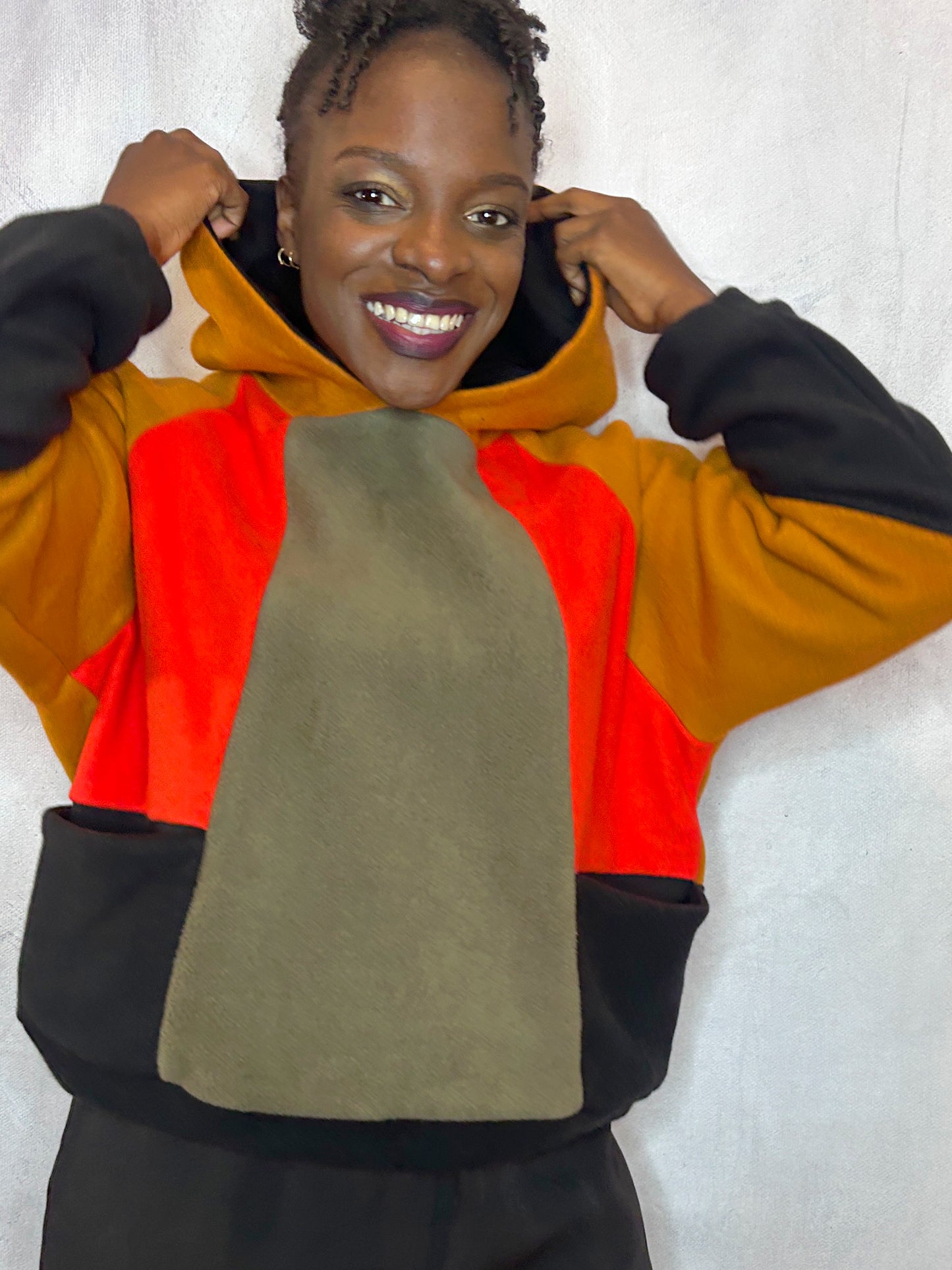 Cosy Cotton Fleece Hoodie Color Block III