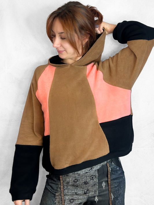 Cosy Cotton Fleece Hoodie Color Block IV