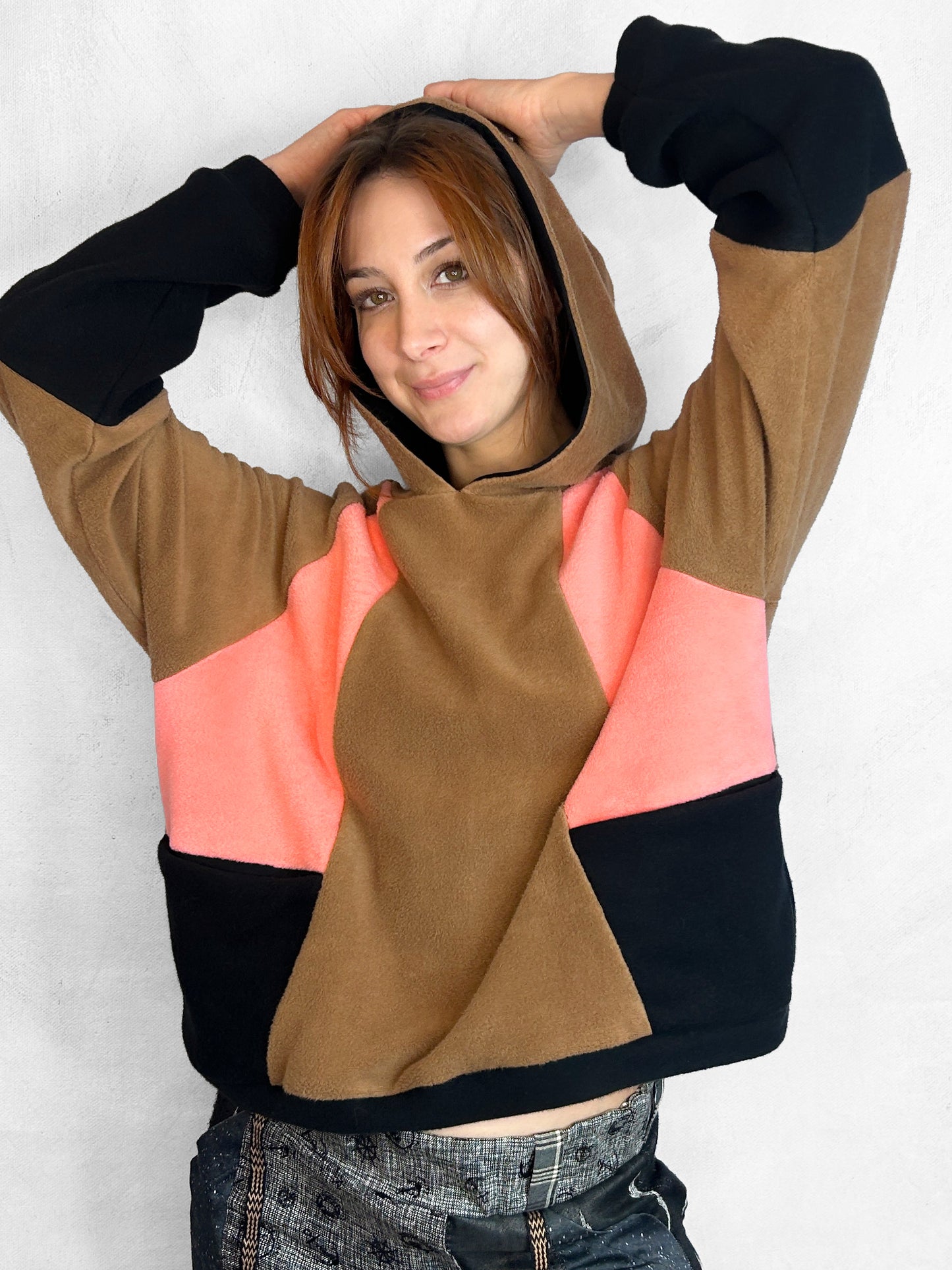 Cosy Cotton Fleece Hoodie Color Block IV