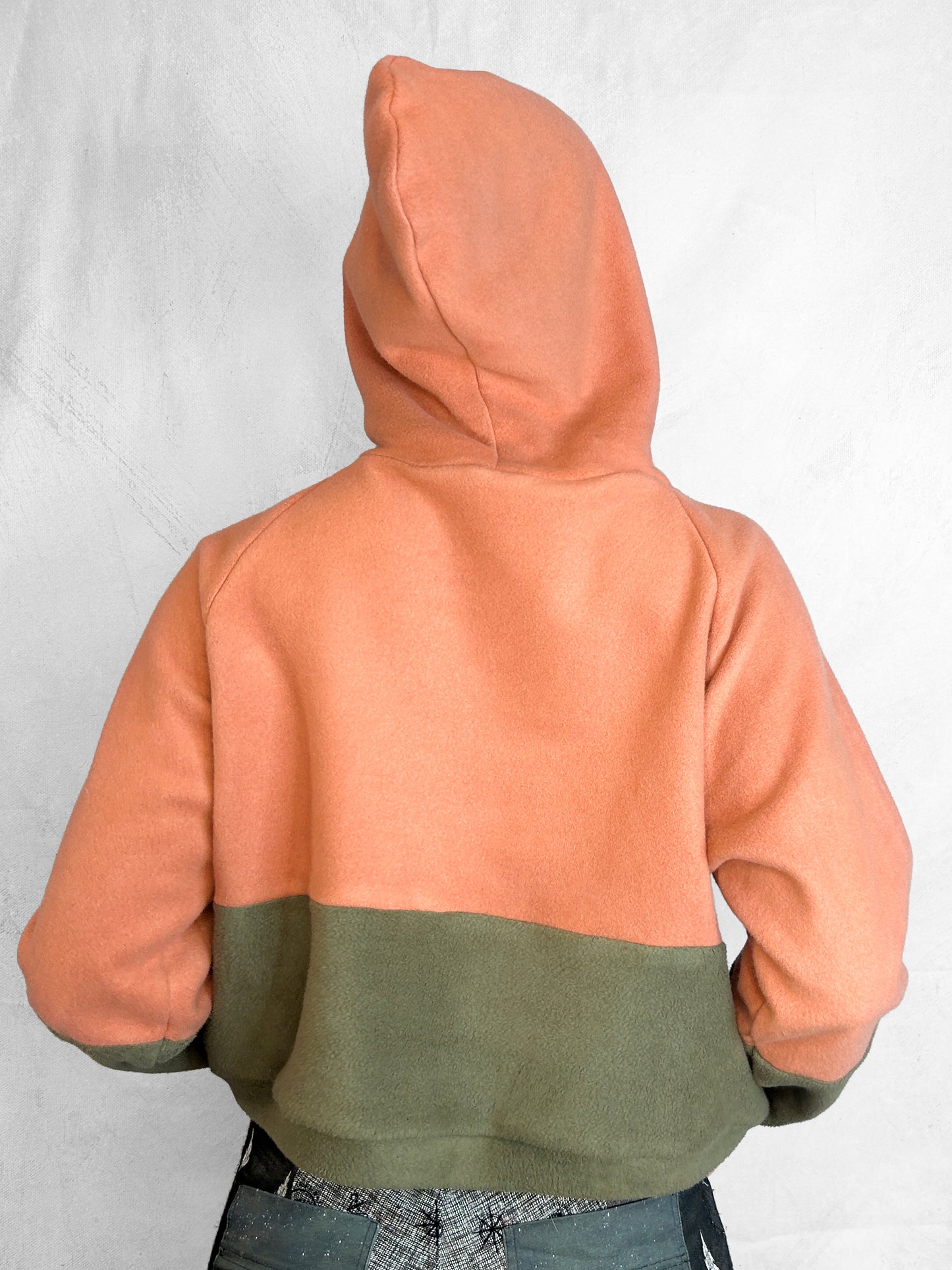 Cosy Cotton Fleece Hoodie Color Block V