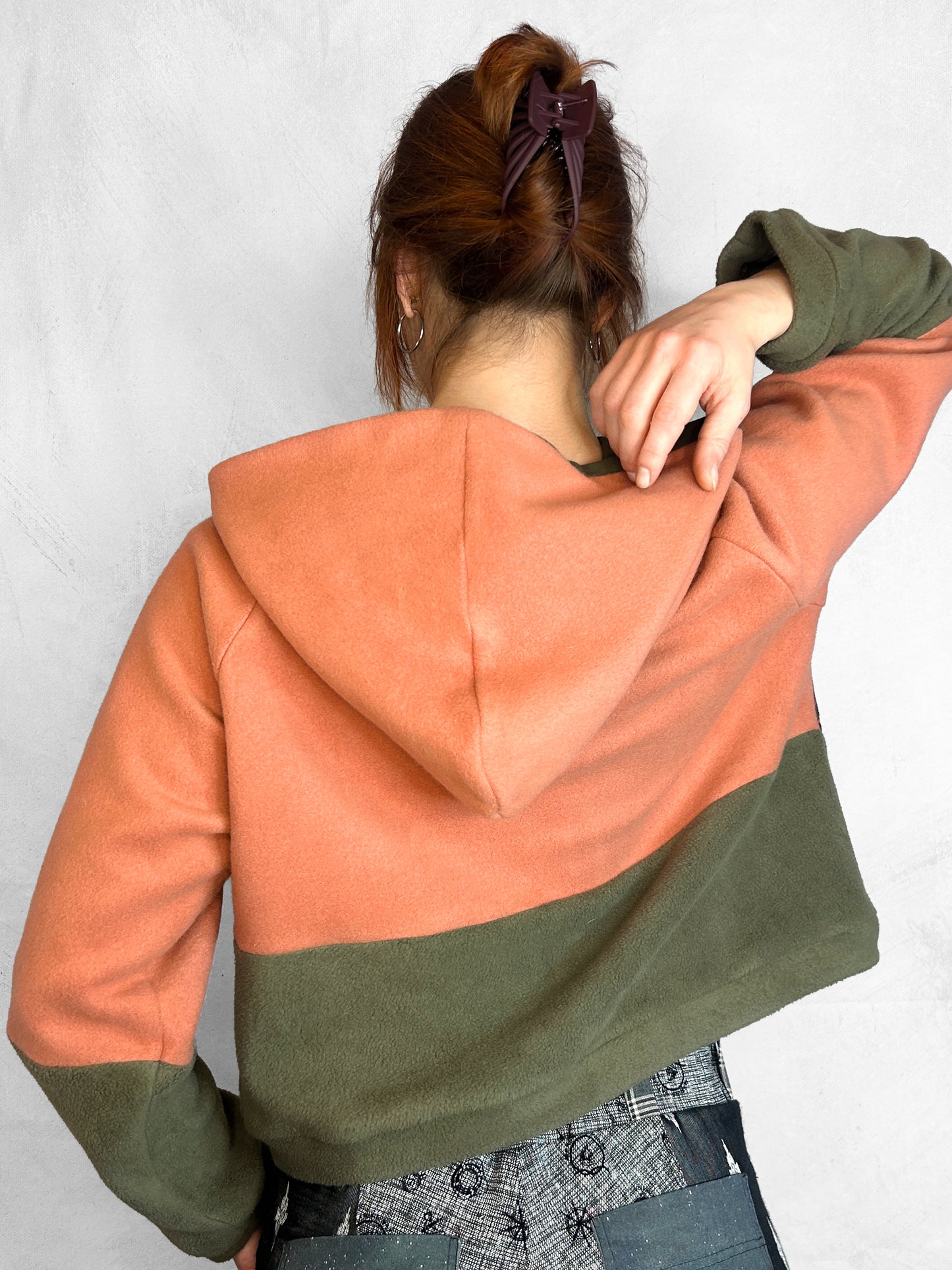 Cosy Cotton Fleece Hoodie Color Block V