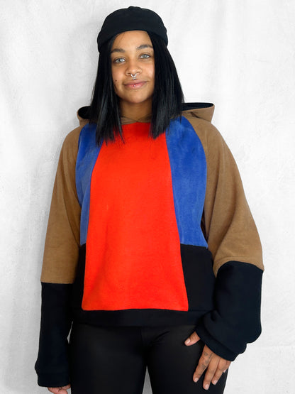 Cosy Cotton Fleece Hoodie Color Block VI