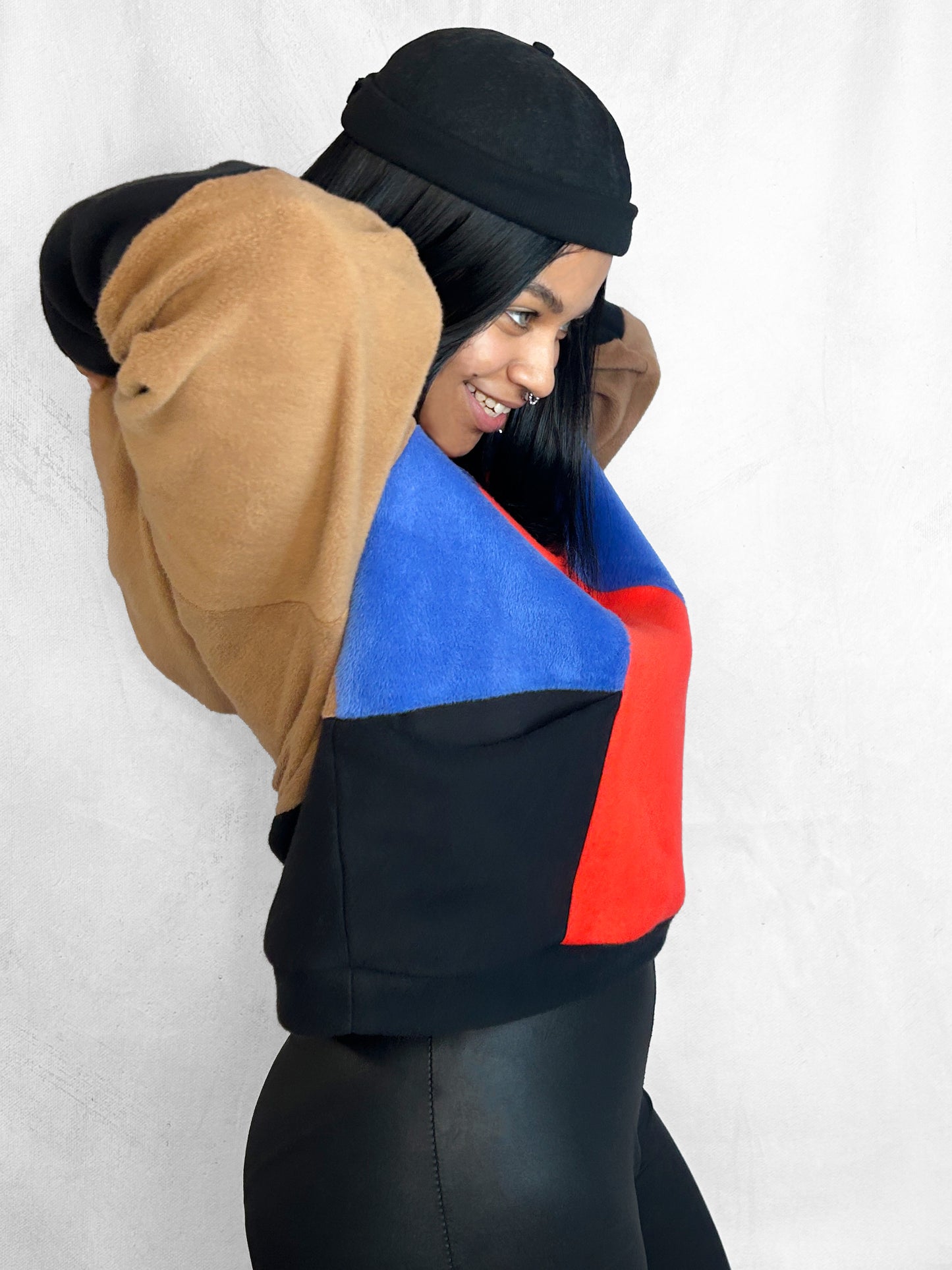 Cosy Cotton Fleece Hoodie Color Block VI