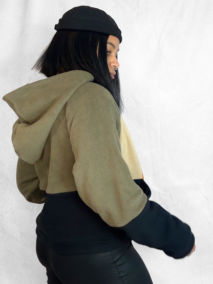 Cosy Cotton Fleece Hoodie Color Block VII