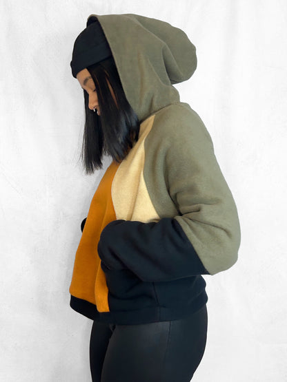 Cosy Cotton Fleece Hoodie Color Block VII