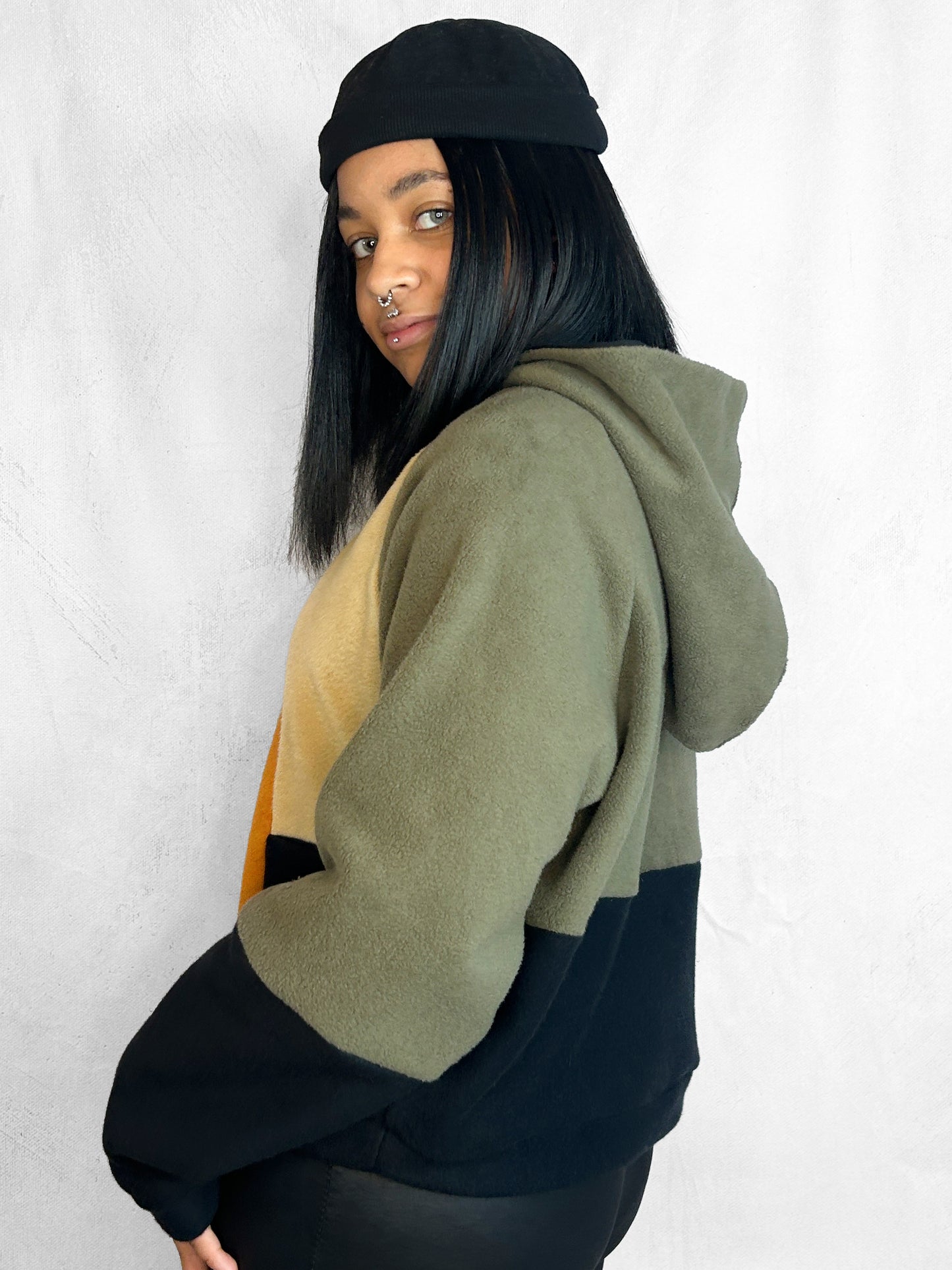 Cosy Cotton Fleece Hoodie Color Block VII