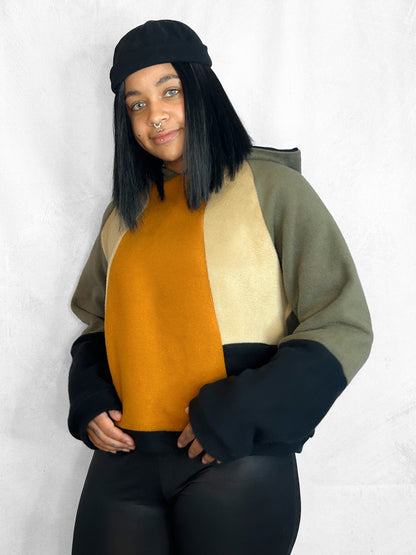 Cosy Cotton Fleece Hoodie Color Block VII