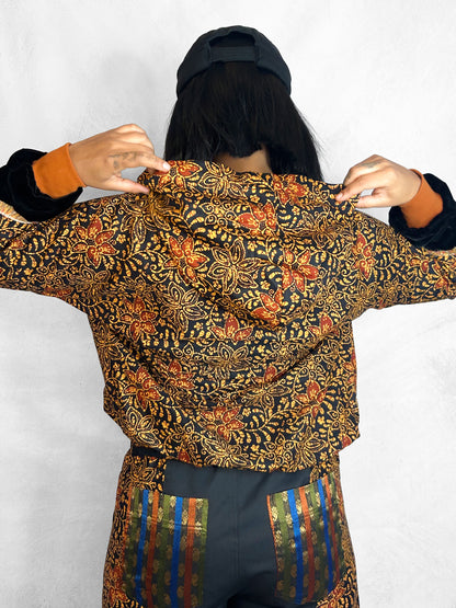 Hoodie Thai Black Orange Floral