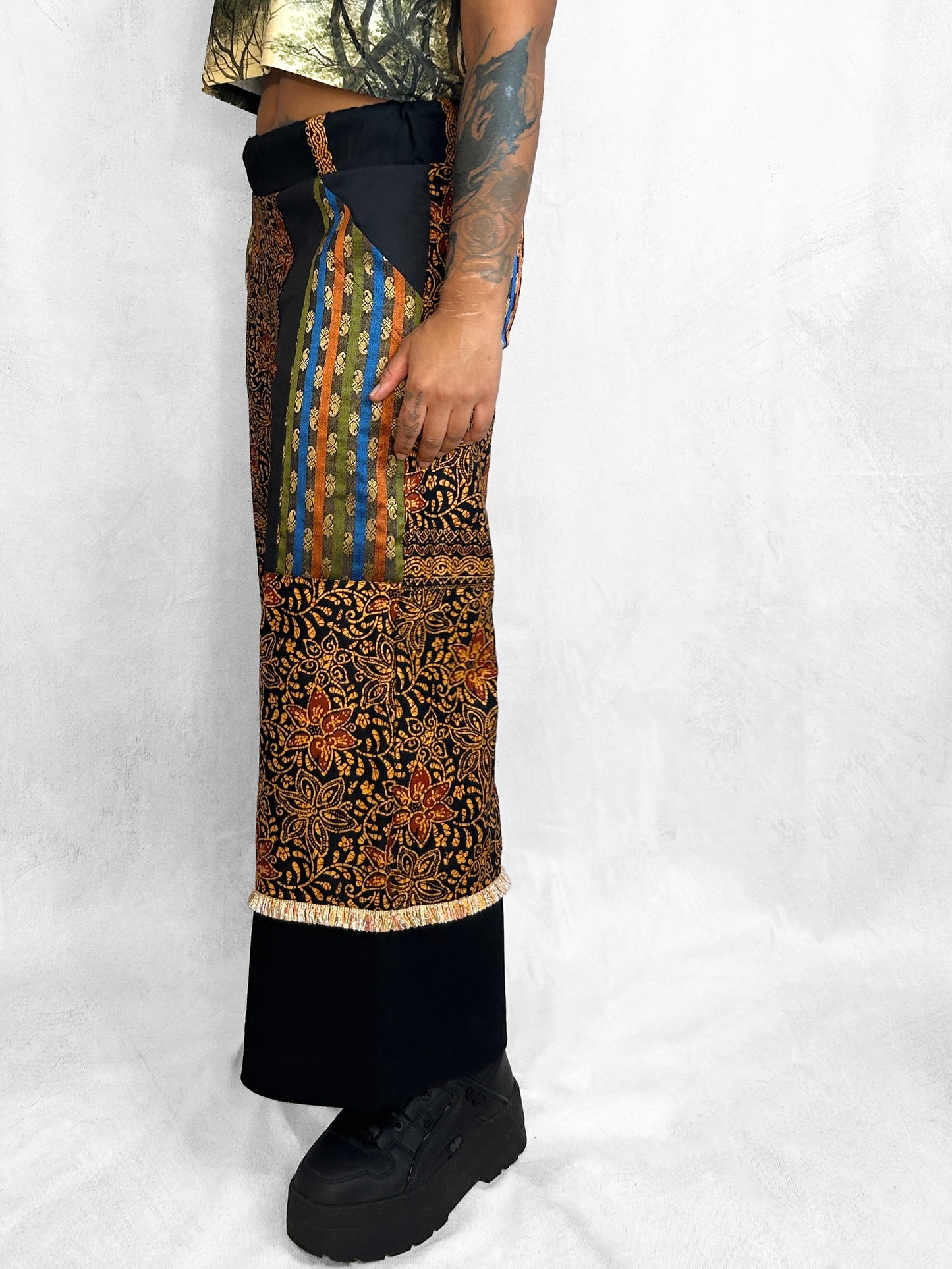 Pants Thai Black Orange Floral