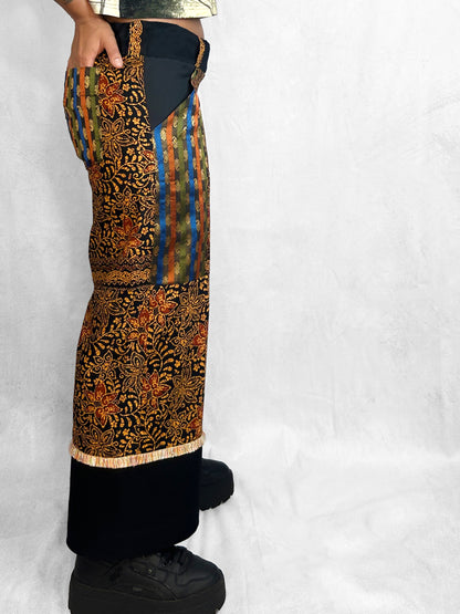 Pants Thai Black Orange Floral