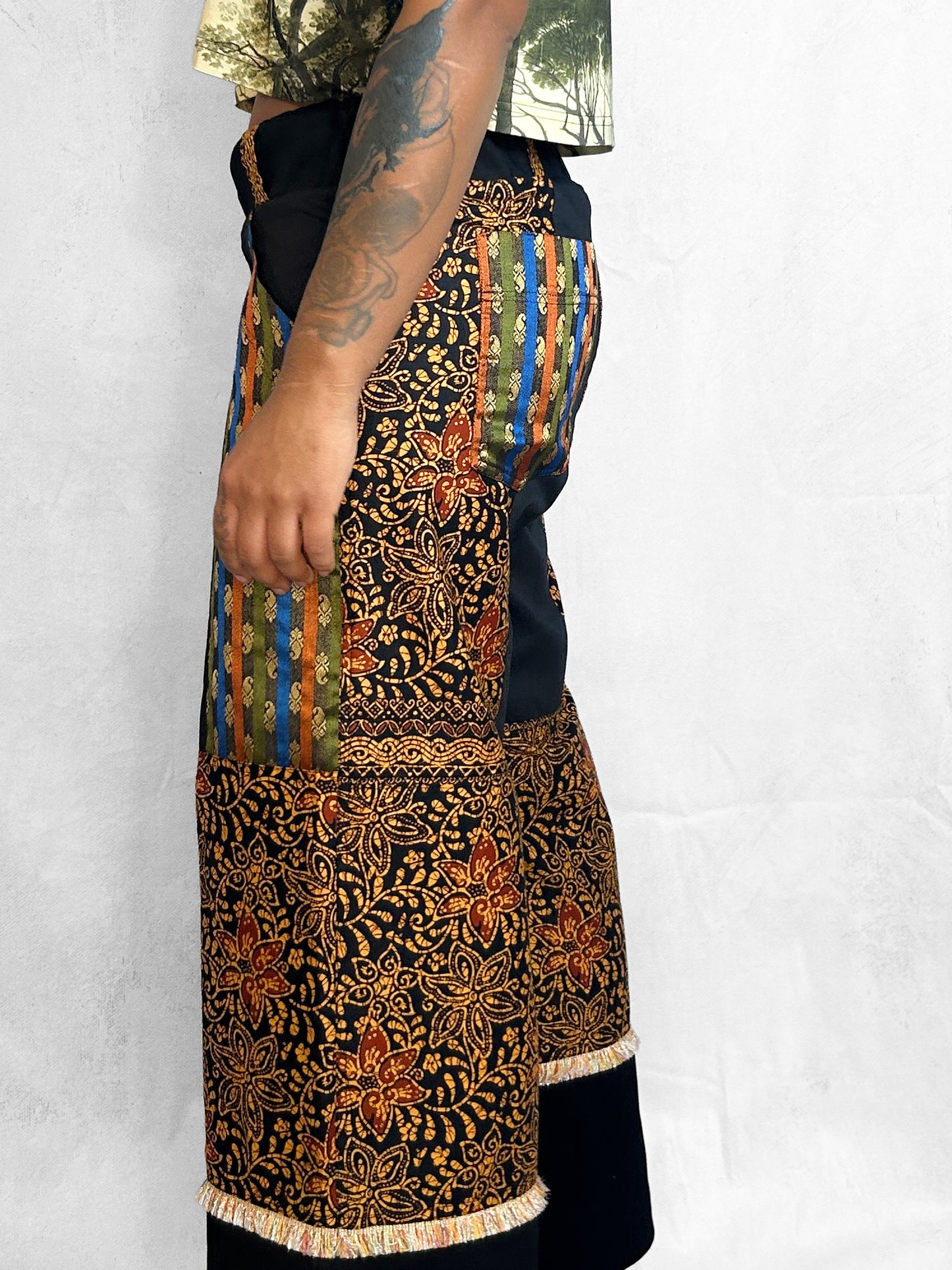 Pants Thai Black Orange Floral