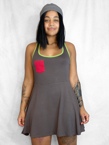 Pocket Skater Dress Grey