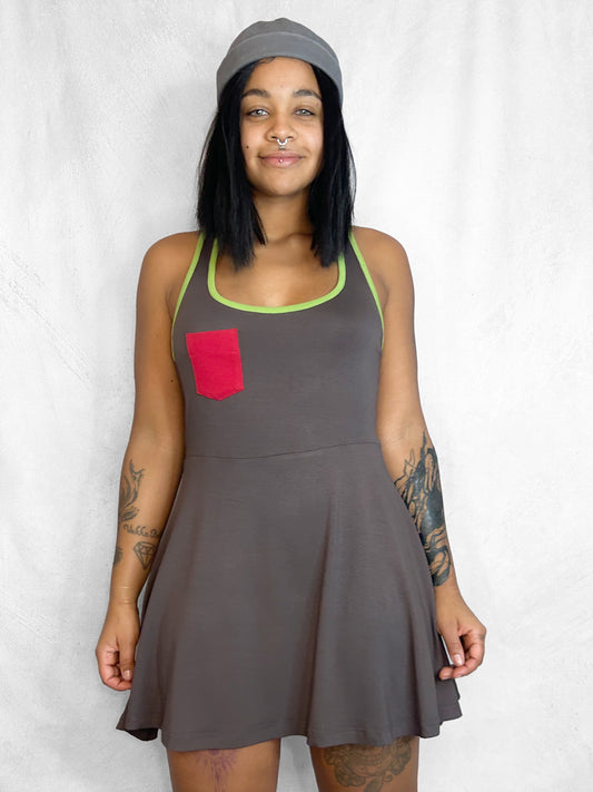 Pocket Skater Dress Grey
