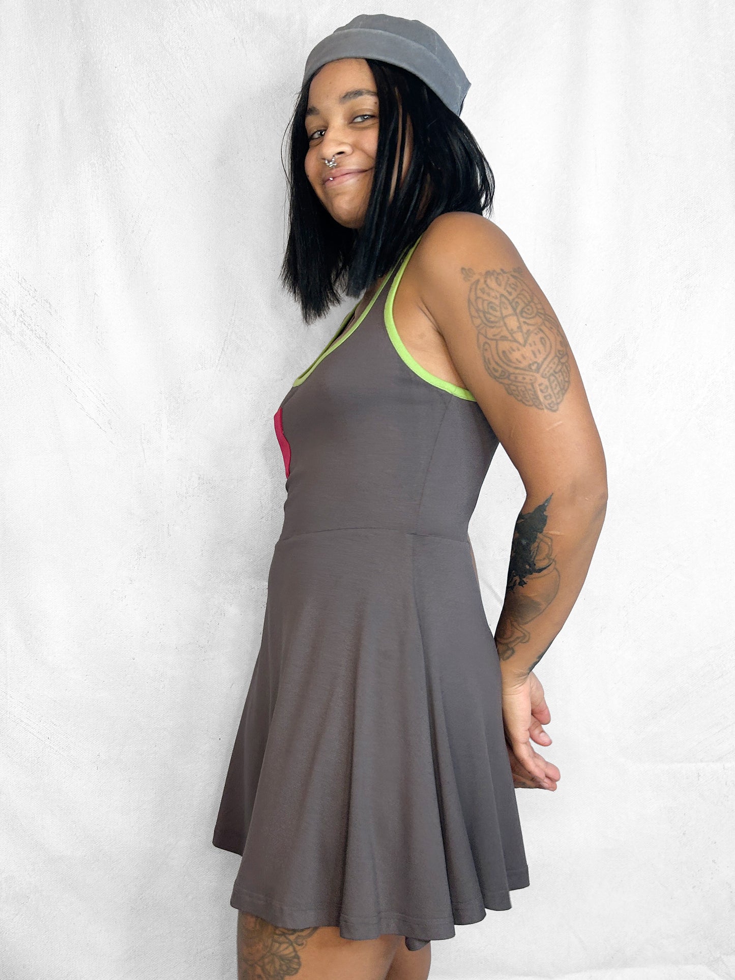 Pocket Skater Dress Grey