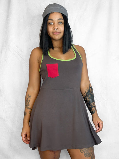 Pocket Skater Dress Grey