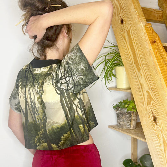 Cropped T-Shirt Forest Painting Trees